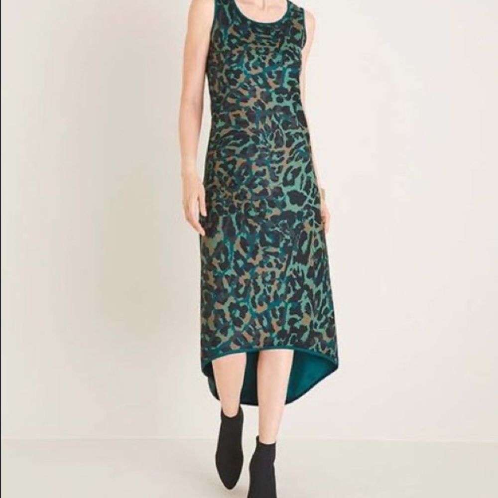 NWT Chico’s Green Leopard Midi Dress